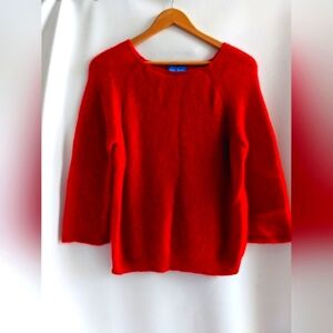 M.i.h Jeans Mohair Red Rib Knit Pullover Sweater Raglan Bracelet Sleeves L